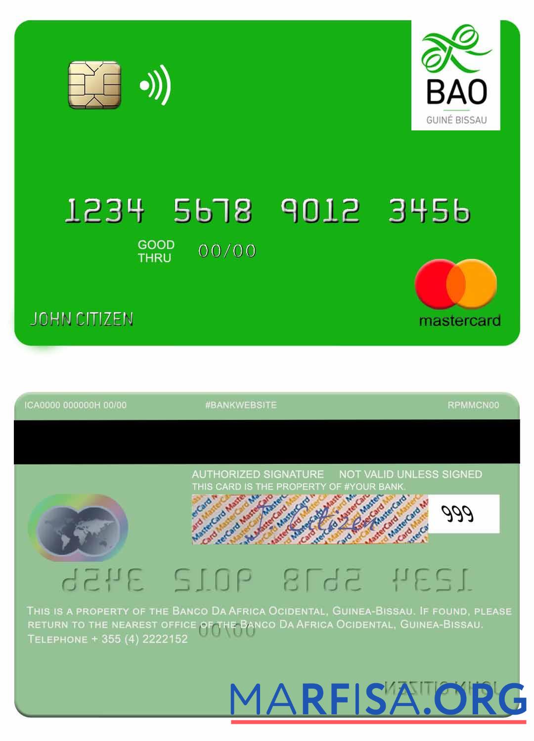 Downloadable Guinea Bissau Banco Da Africa Ocidental mastercard template
